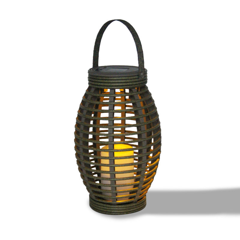  Vase Shaped Solar Rattan Lantern, Medium
