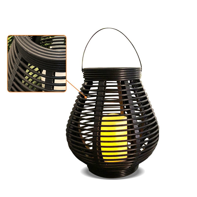 Battery Operated Pear Rattan Basket with Battery LED Candle, Small