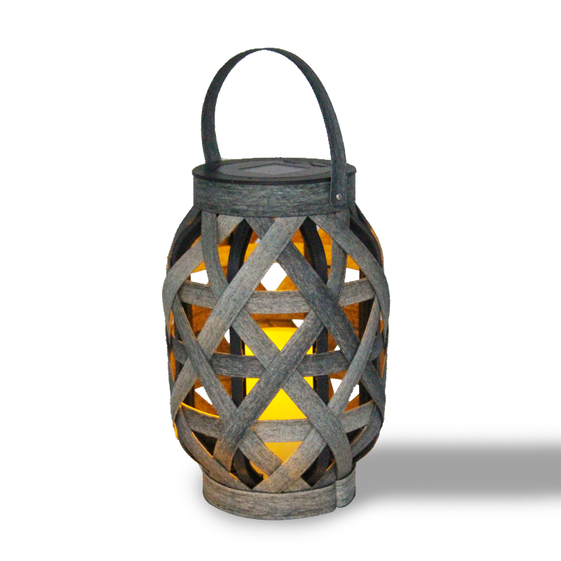 "Gila" Solar Cross-Weaving Rattan Lantern, Meduim