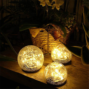 Solar Crack Glass Ball With Garland Inside, Small