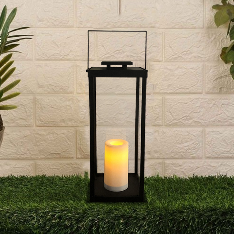 “ANDROS” Battery Operated Iron-Glass Lantern, Large