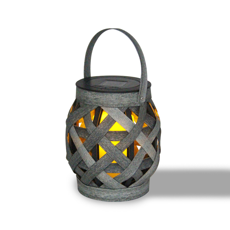 "Gila" Solar Cross-Weaving Rattan Lantern, Small