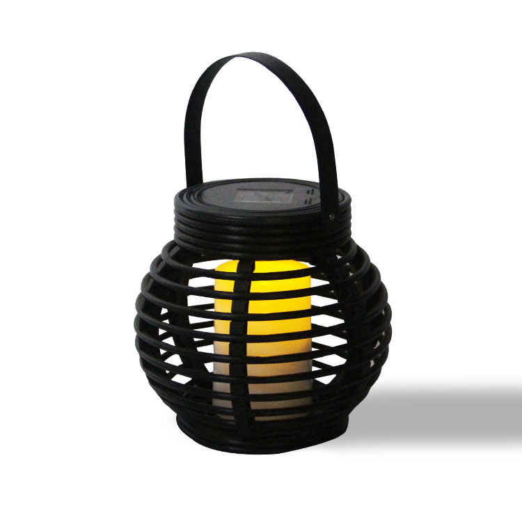 Mini Solar Round Rattan Lantern