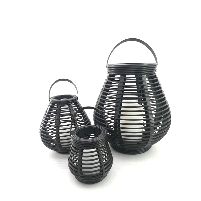 Battery Operated Pear Rattan Basket with Battery LED Candle, Small