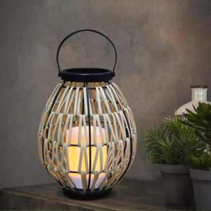 RICA Rattan Lantern with Battery Operated LED Candle, Large