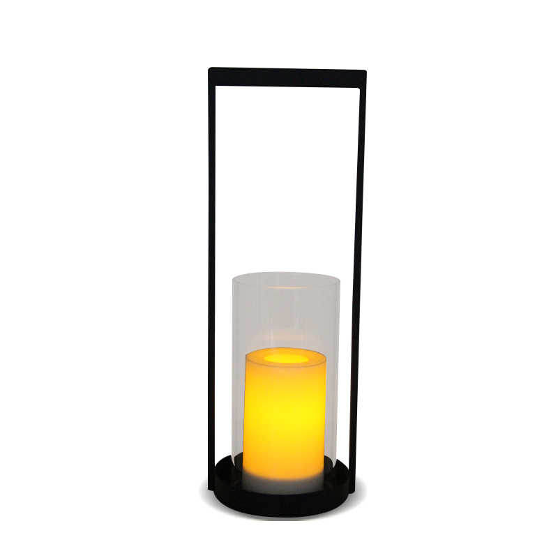 ''CARSON'' iron-Glass Lantern with Battery LED Candle, Small