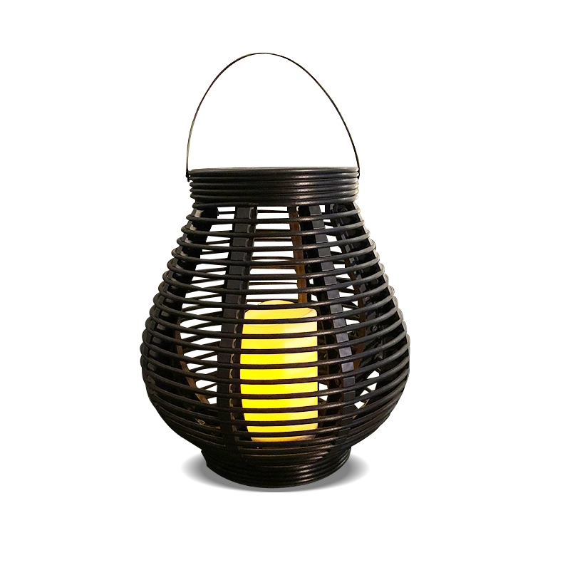Battery Operated Pear Rattan Basket with Battery LED Candle, Medium