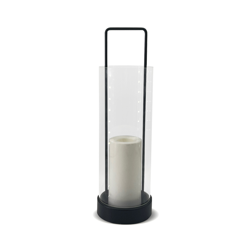 ''FREMONT'' iron-Glass Lantern with Battery LED Candle, Large
