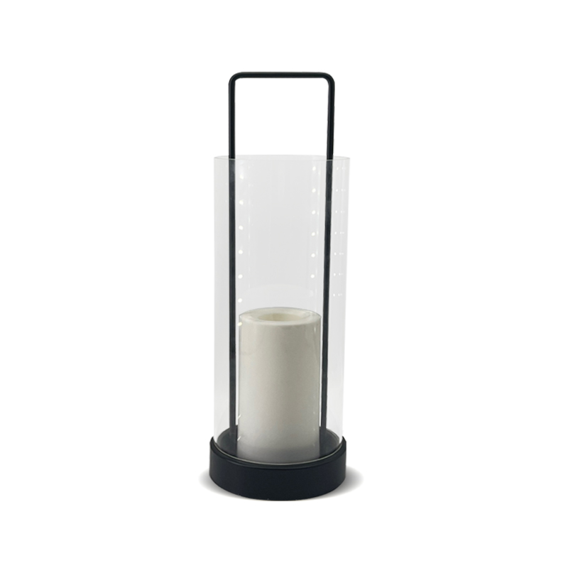 ''FREMONT'' iron-Glass Lantern with Solar LED Candle, Meduim