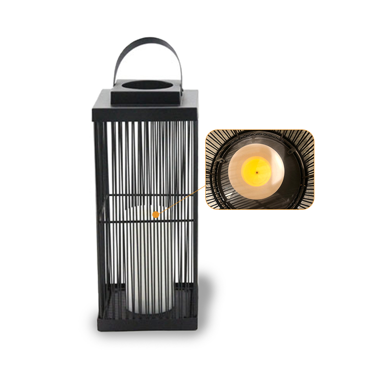 "Fresno" Rattan Lantern with Battery LED Candle ，Small