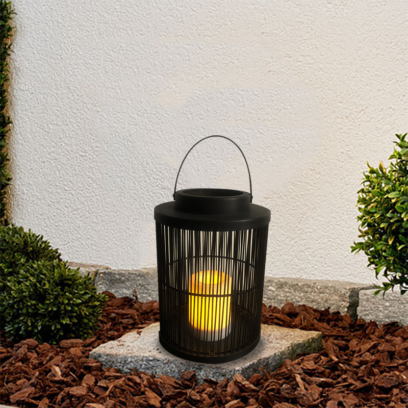 "Stockton" Rattan Lantern with Battery LED Candle ，Small