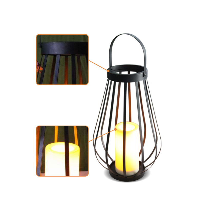 "FRESNO" Metal Lantern with Solar LED Candle