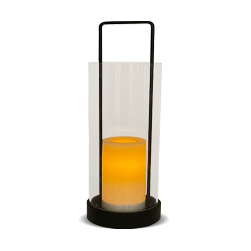 ''FREMONT'' iron-Glass Lantern with Solar LED Candle, Small