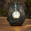 "Rocklin" Iron-Rattan Lantern with Solar Frosted Glass Pearl ，Small