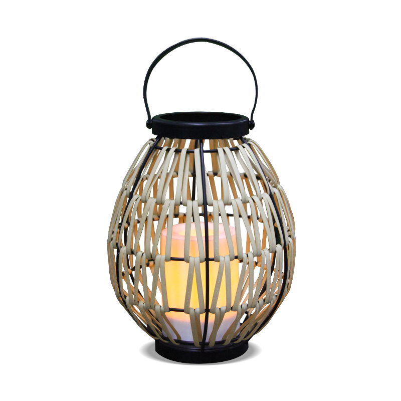 RICA Rattan Lantern with Battery Operated LED Candle, Small 