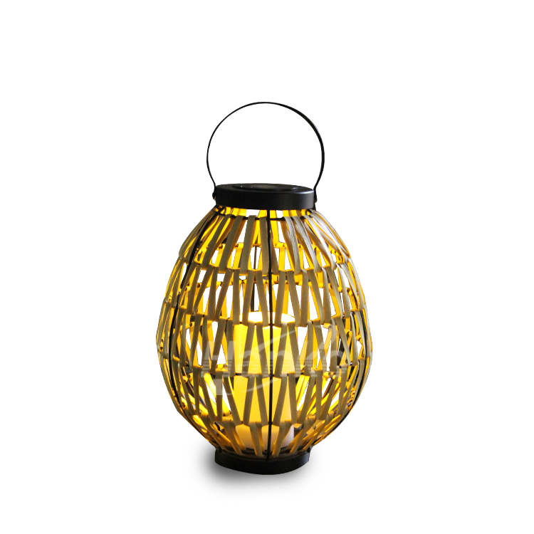 RICA Rattan Lantern with Battery Operated LED Candle, Large