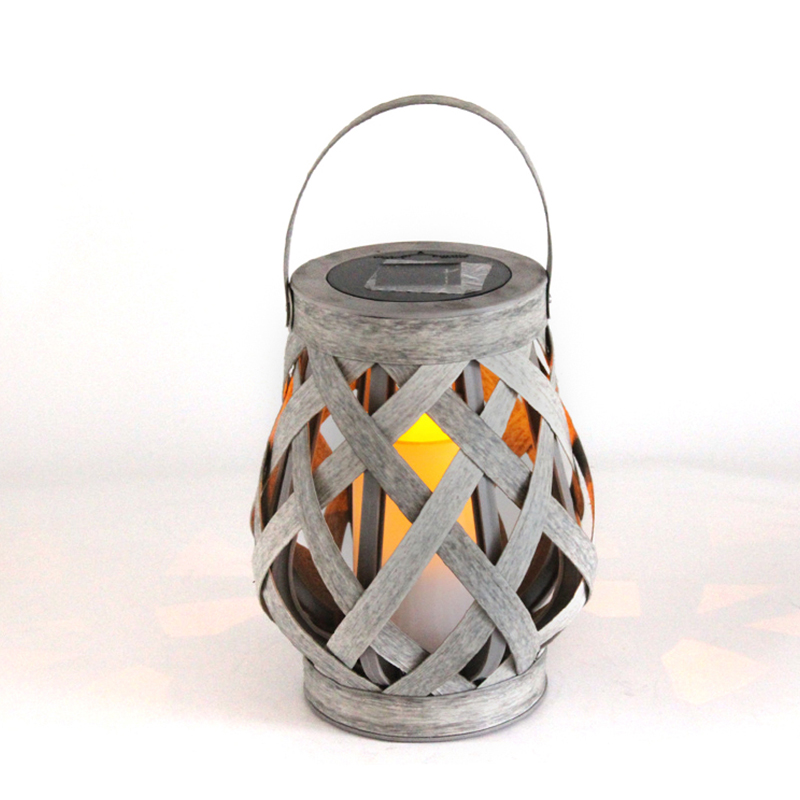 "Baton" Solar Cross-Weaving Rattan Lantern, Small