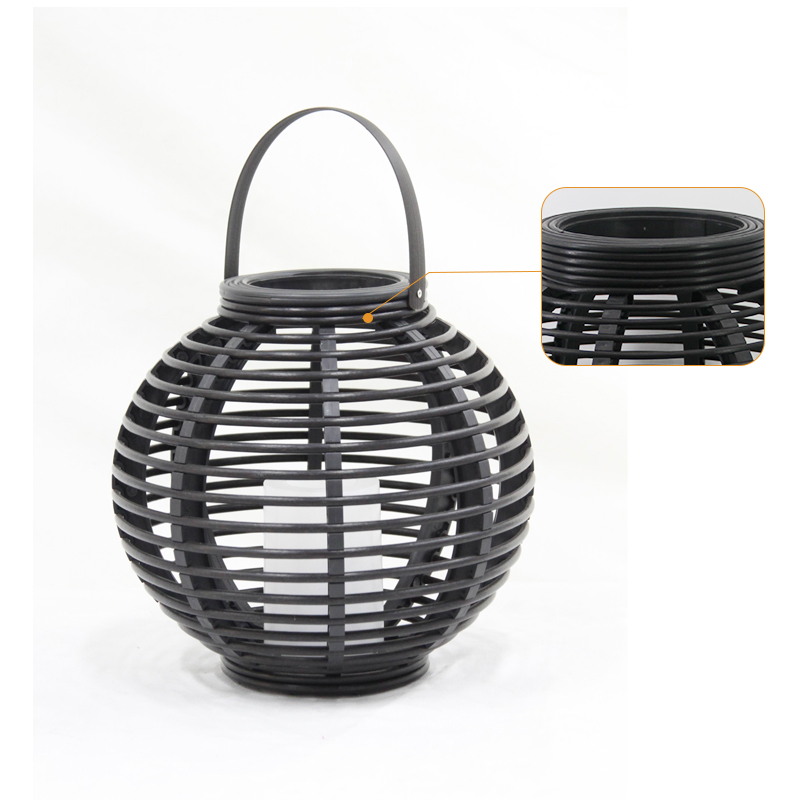 Battery Operated Round Rattan Basket with Battery LED Candle, Large