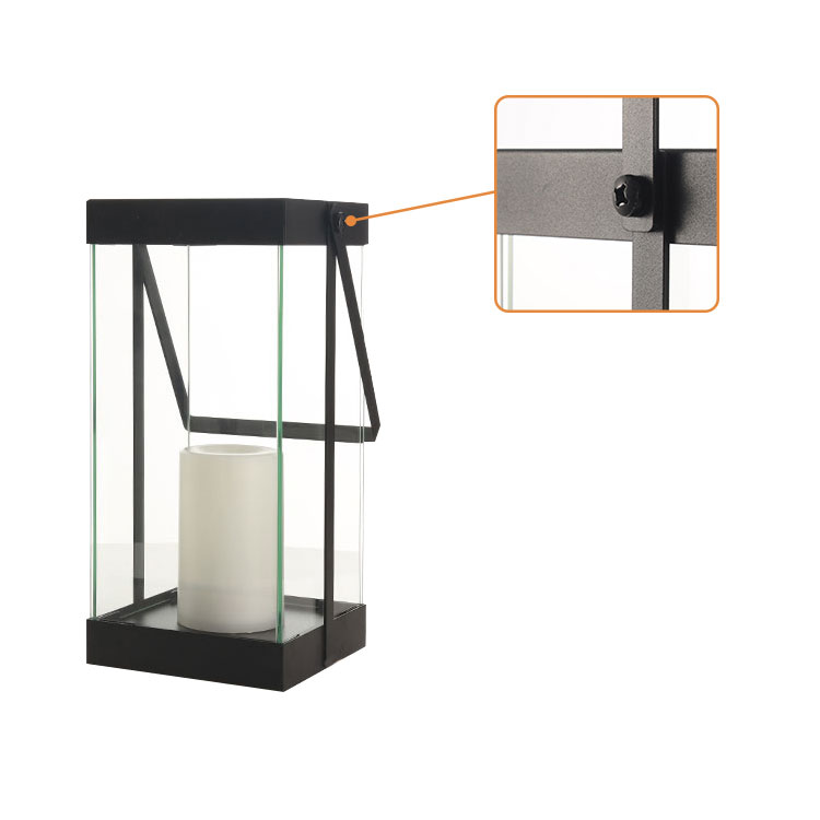 “LOMPEC” Battery Operated Iron-Glass Lantern, Medium