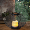 "MERCED" Metal Lantern with Battery LED Candle ，Meduim