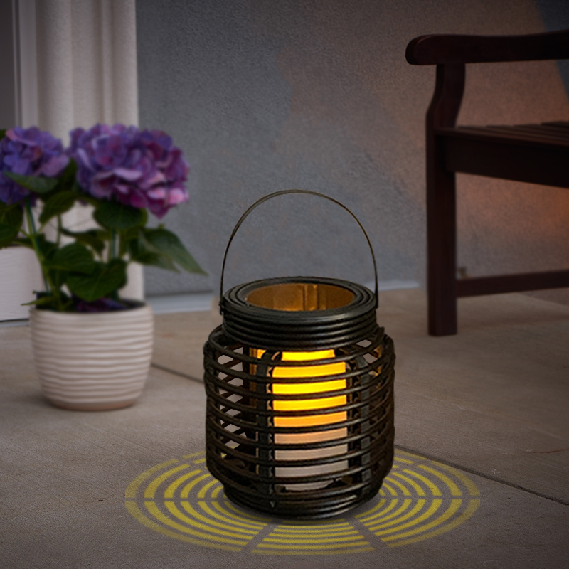 Column Shaped Rattan Lantern with Battery LED Candle, Small
