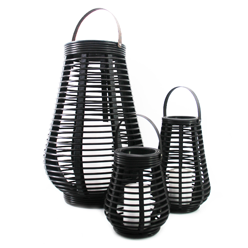 Tall Rattan Lantern with Battery LED Candle, Small