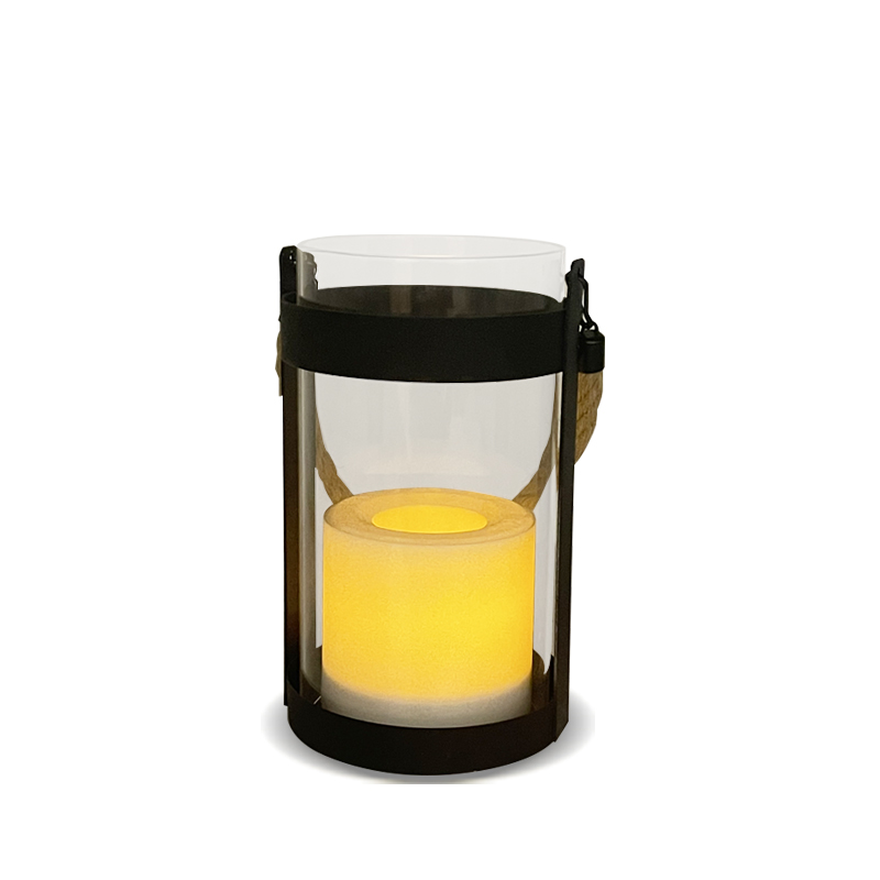 ''Reno'' iron-Glass Lantern with Battery LED Candle,Small