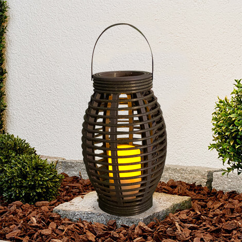 Vase Shaped Rattan Lantern with Battery LED Candle, Medium